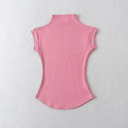 Turtleneck Sleeveless Pullovers T-Shirt