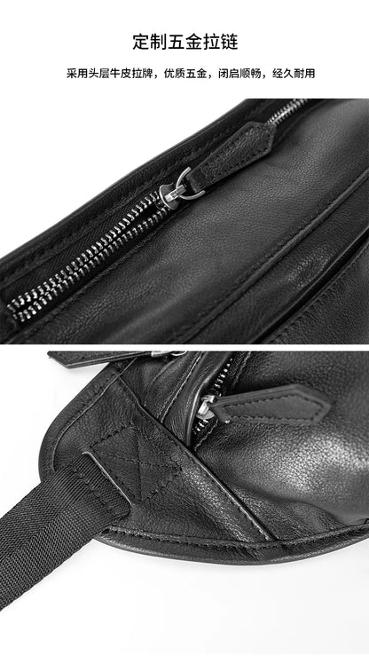 Men's Genuine Leather Waist Chest Pouch Bag