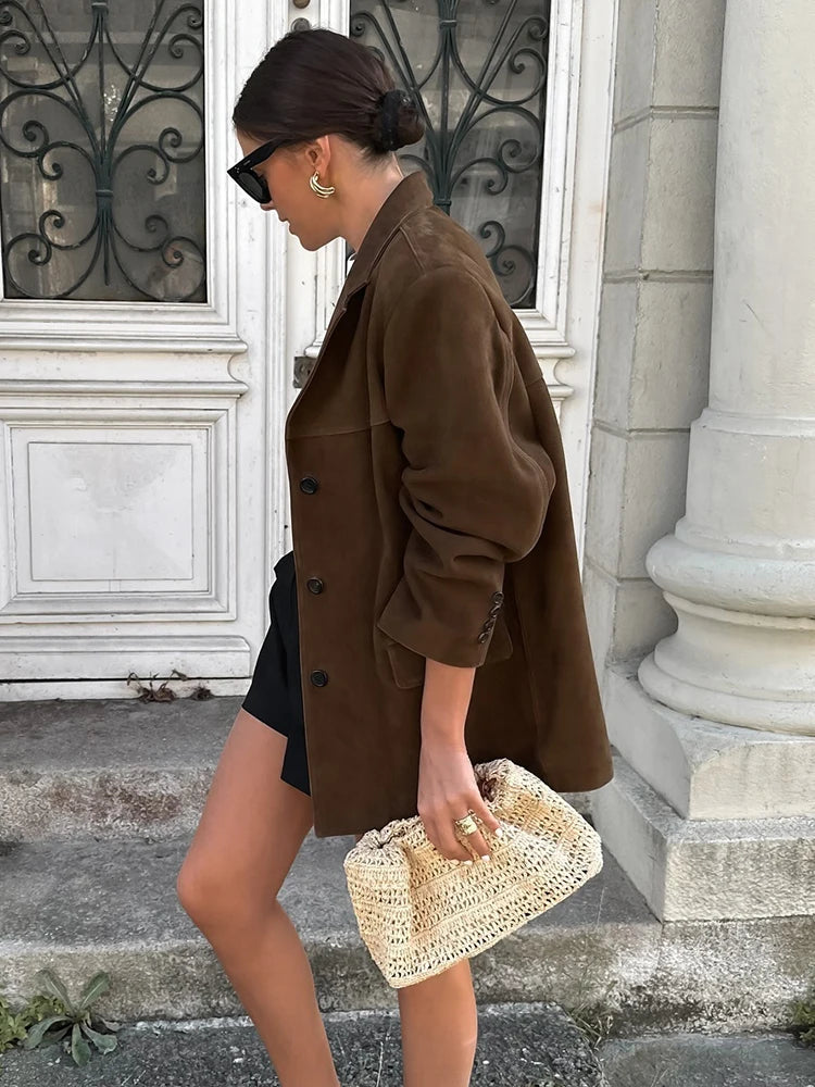 Vintage Women's Loose Suede Jacket