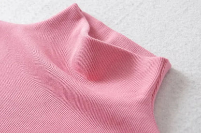 Turtleneck Sleeveless Pullovers T-Shirt