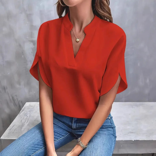V-neck Half Sleeve Blouse Shirt