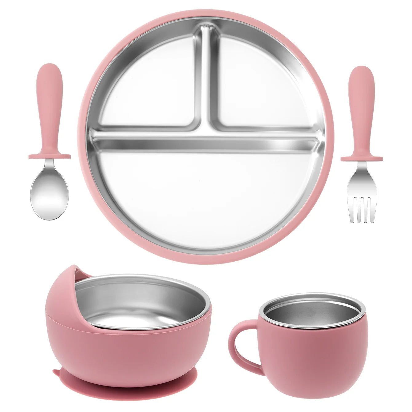 Stainless Steel Dishes Plate Baby Feeding Set