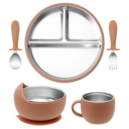 Stainless Steel Dishes Plate Baby Feeding Set