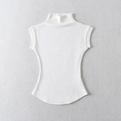 Turtleneck Sleeveless Pullovers T-Shirt