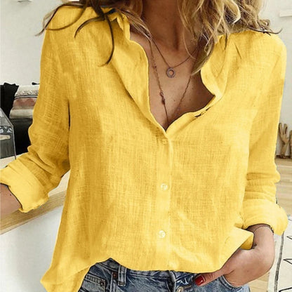 Elegant V-Neck Long-Sleeve Lady's Shirt