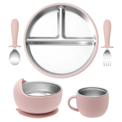 Stainless Steel Dishes Plate Baby Feeding Set