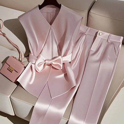 Sleeveless Top & Trousers Two-piece Set