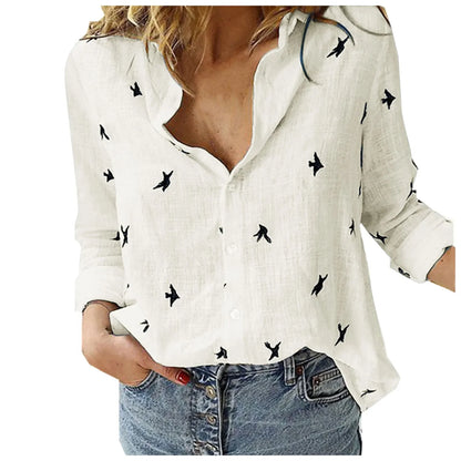 Elegant V-Neck Long-Sleeve Lady's Shirt