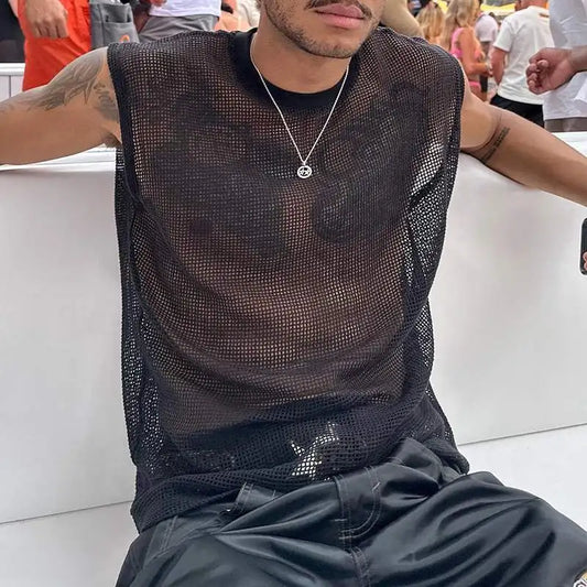 Summer Men's Luxury Knit Hollow Out Tank Tops