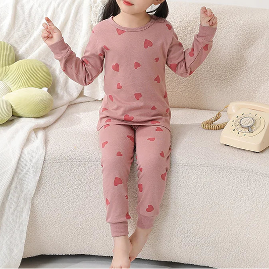 Cartoon Print Long Sleeve T-Shirt Tops + Pants Sets