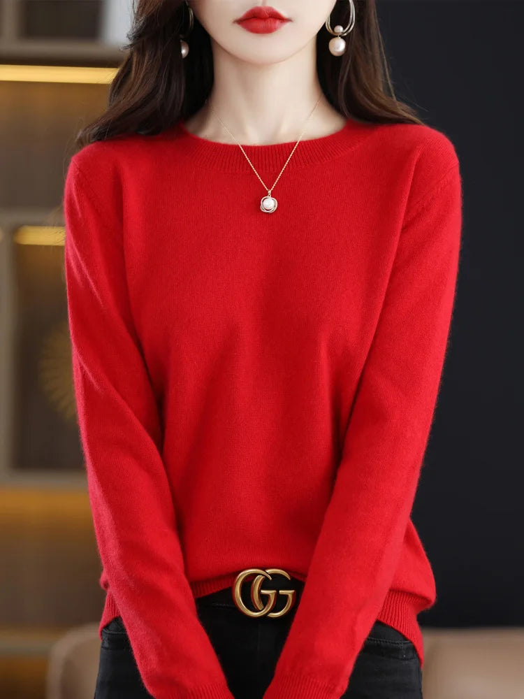 O-Neck Wool Sweater For Women