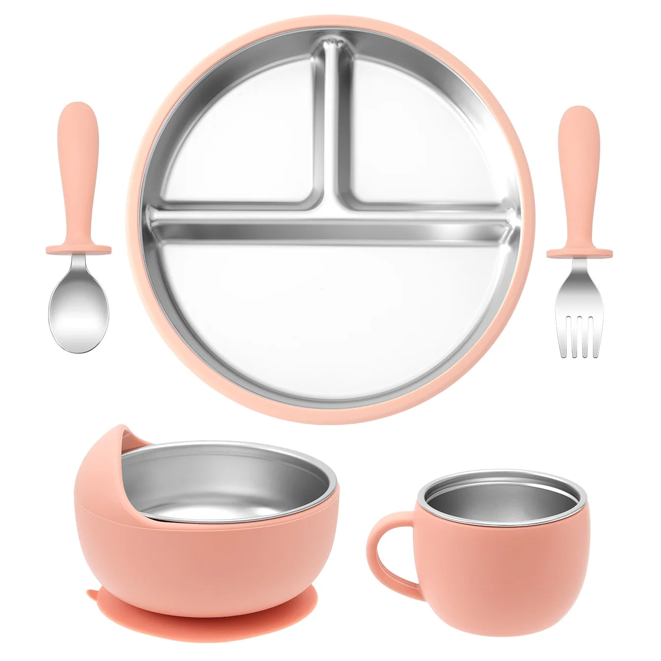 Stainless Steel Dishes Plate Baby Feeding Set