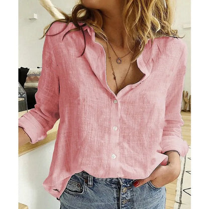 Elegant V-Neck Long-Sleeve Lady's Shirt