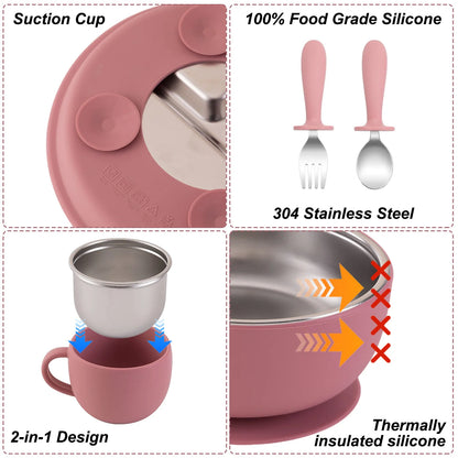 Stainless Steel Dishes Plate Baby Feeding Set