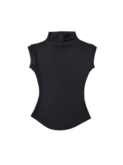 Turtleneck Sleeveless Pullovers T-Shirt