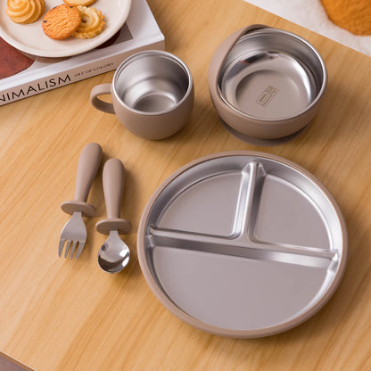 Stainless Steel Dishes Plate Baby Feeding Set