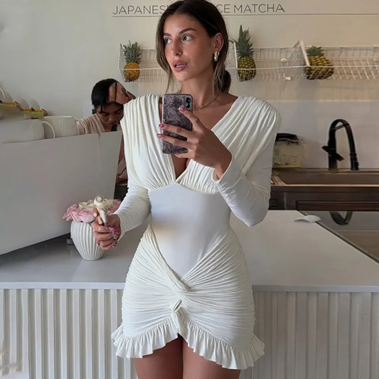 V-Neck Weird Puss Chic Knot Dress